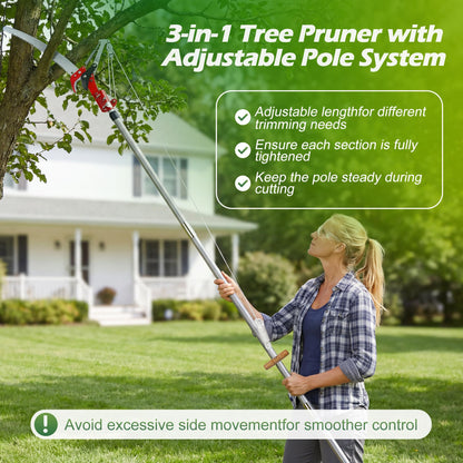 Walensee Pole Saws for Tree Trimming, Extendable Tree Pruner,Manual Branch Timmer with Blade and Scissors High Branches Pruning Fiberglass Pole Pruner and Cutter Garden Tool with Storage Bag 7.2-27FT