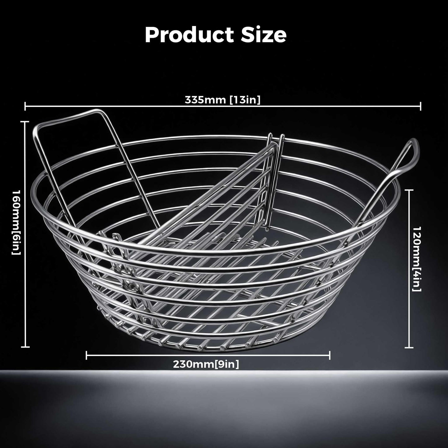 MGSJ Craft Charcoal Ash Basket, Stainless Steel Charcoal Basket with Divider, Fits Large Big Green Egg Grill, Kamado Joe Classic and Other Similar Grills, Kamado Joe Accessories for Men