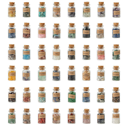 KHOCOEE 48pcs Different Crystals and Healing Stones, Gemstone and Crystals Bottles, Chakra Healing Crystals for Witchcraft, Great Choice for Gift, Collection and Home Decor