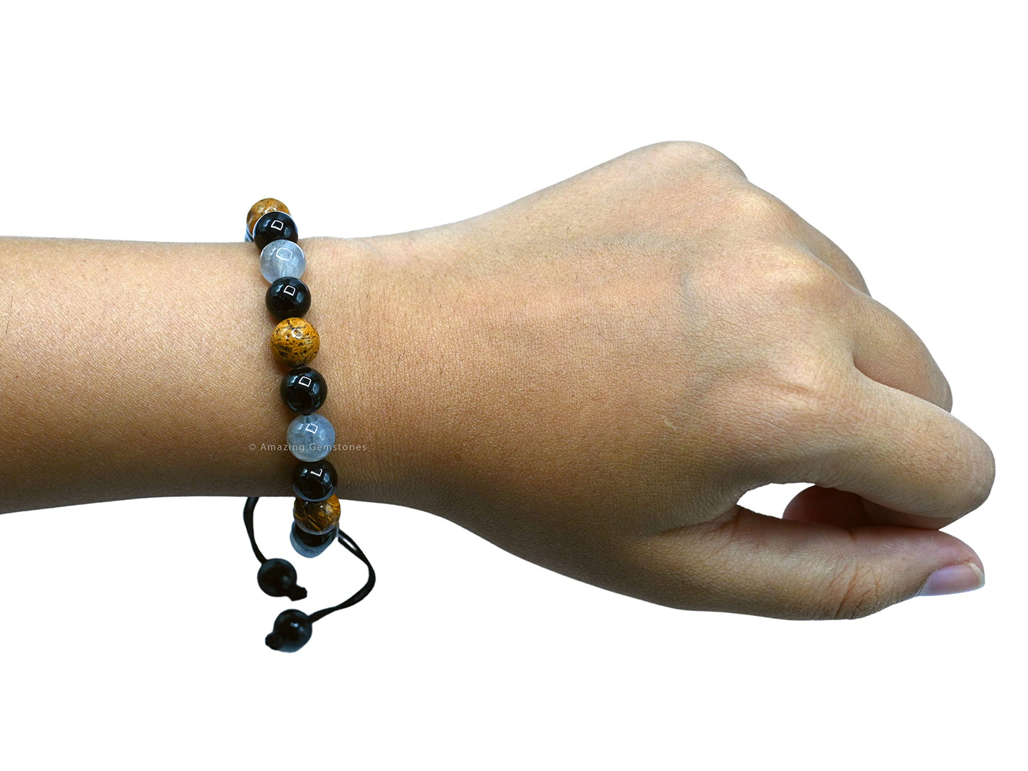 Amazing Gemstone Mood Bracelets for Kids Women Men Manifestation - Labradorite Mariyam Jasper Black Tourmaline Bracelet Set for Men Women Healing Calming Anxiety Stress Relief Gifts (Adjustable)