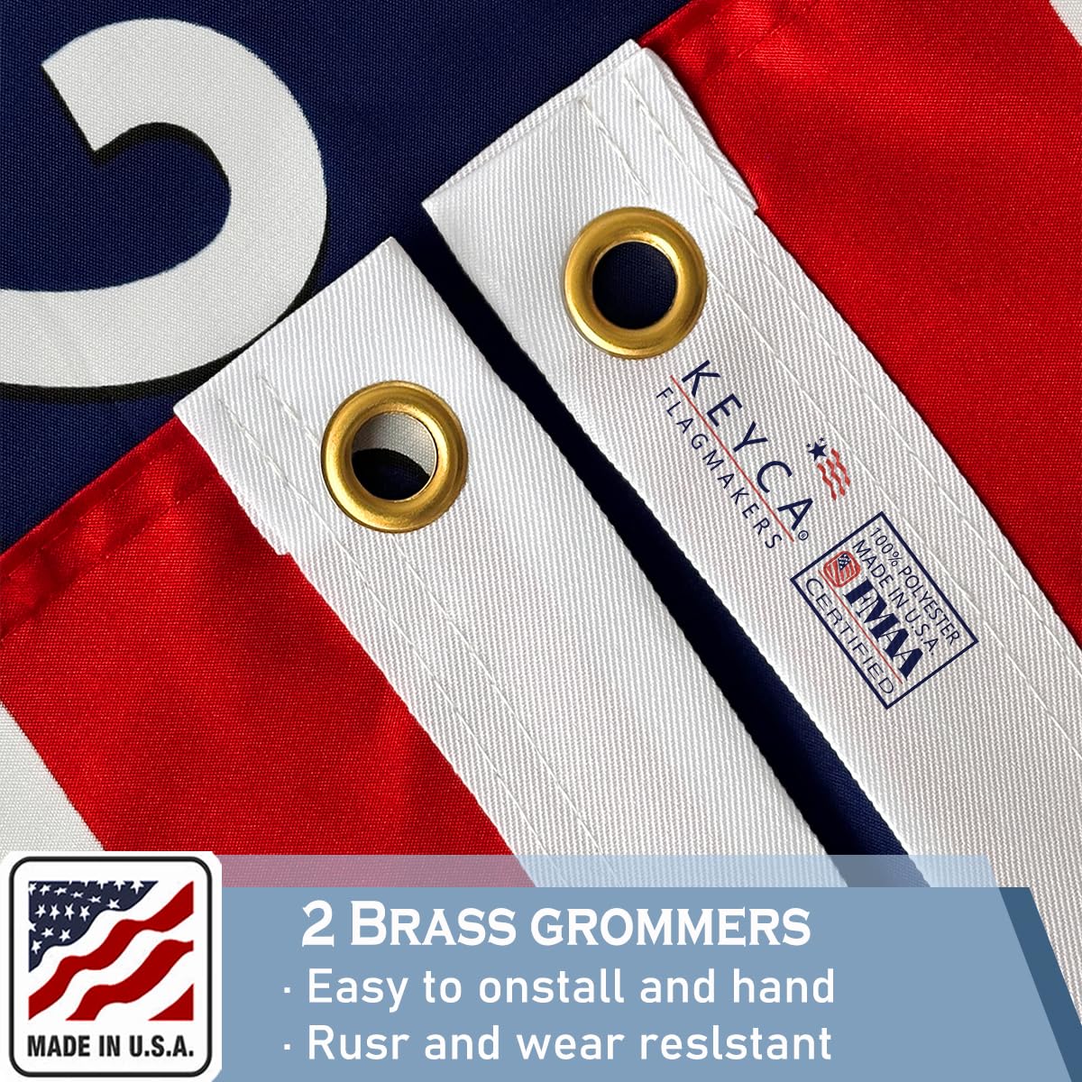 KEYCA 250th Anniversary Flag 2x3 FT Made in The USA Heavy Duty Vibrant Colors Double Sided Blue 1776-2026 250th Birthday Flag with 2 Brass Grommets Independence Celebration Suitable for Indoor and Outdoor Use