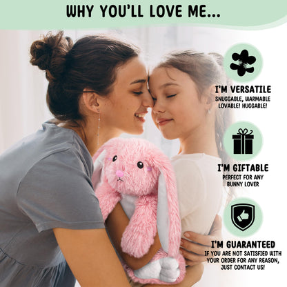 Bunny Microwavable Stuffed Animal – 1.5 lb Unscented Heating Pad Plush, Soft Cozy Bunny Toy for Relaxation and Comfort, Gift for Women, Girls, Adults & Kids by Happy Fuel, Pink