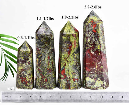AMOYSTONE Bloodstone Obelisk Large Healing Crystal Wand Tower 6 Faceted Column Reiki Chakra Meditation Therapy Green Red 1.1-1.7 LBS