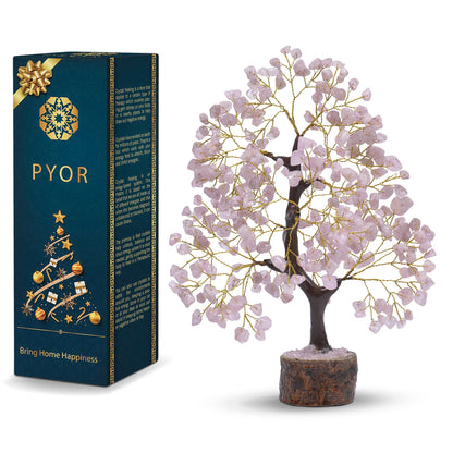 PYOR Rose Quartz Money Tree, Crystal Gifts, Rose Quartz Crystals, Fengshui Money Tree, House Warming Gifts New Home, Pink Office Supplies, Healing Crystals, Pink Room Decor for Women, Spiritual Decor