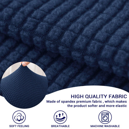 SUBRTEX Stretch Couch Arm Covers Set of 2, Checkered Sofa Arm Slipcovers, Anti-Slip Armrest Covers for Recliner and Armchairs, Pet Proof, High Stretchy, Hook & Loop Tape, Navy