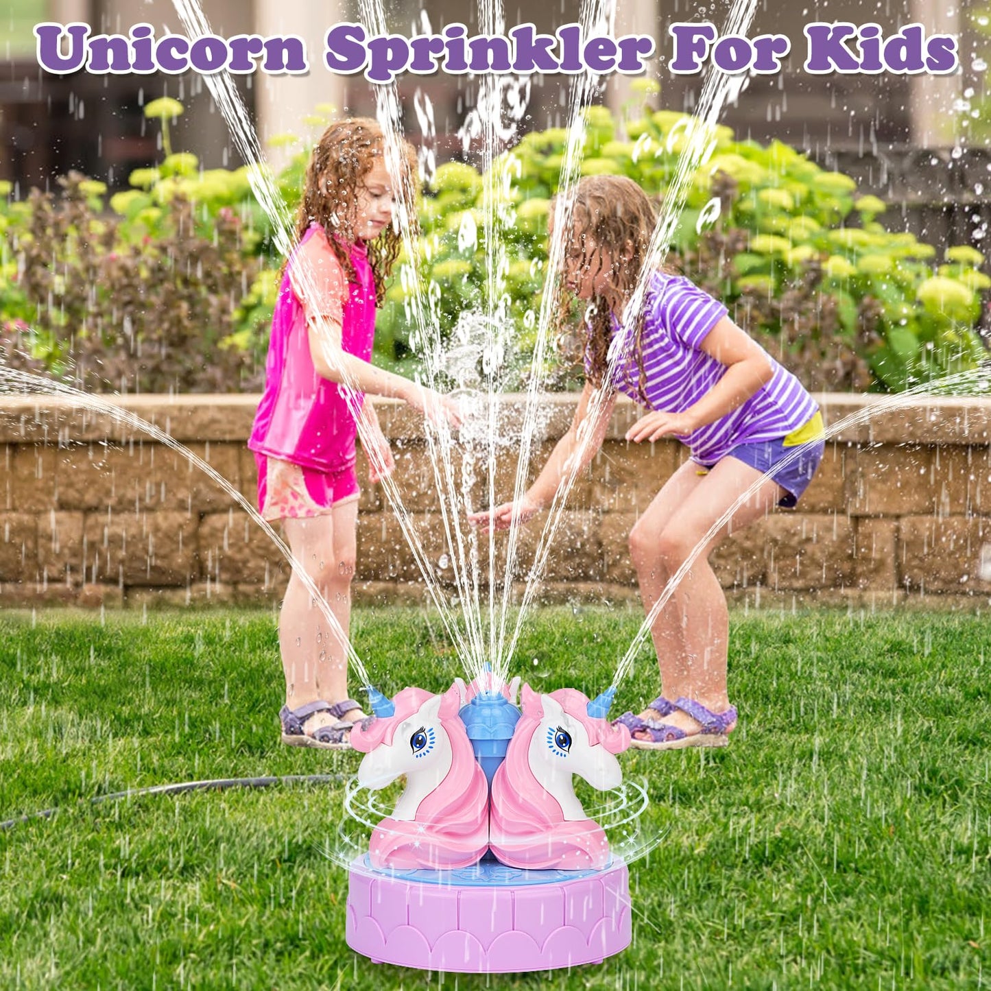 Sprinkler for Kids Outdoor Water Toys: Backyard Spinning Unicorn Toddler Sprinkler Toy - Summer Outside Toys Attaches to Garden Hose Splashing Fun Toys for 3 4 5 6 7 8 Year Old Boys Girls Gifts