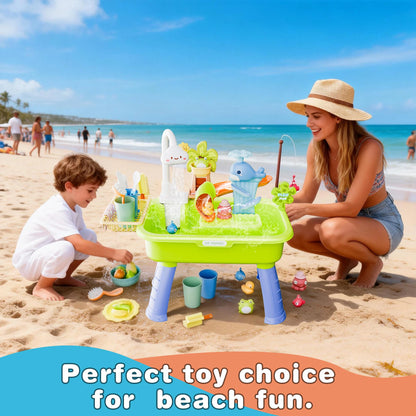 Cosminy 2026 Upgraded Water Table for Toddlers 1-3, Kids Play Sink with Running Water, Toddler Kitchen Sink Toy with Pump, Fishing Game & Sensory Water Play Toys for Boys Girls (Green)