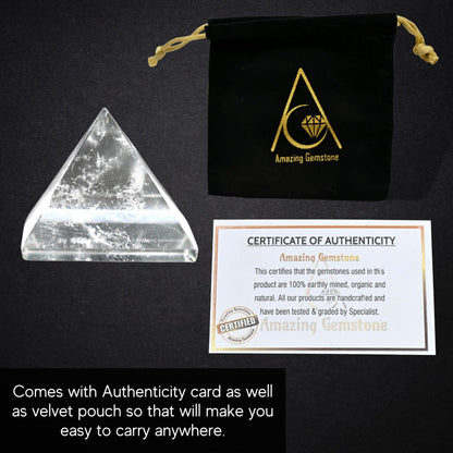Amazing Gemstone Clear Quartz Pyramid Crystal Healing Stones - 1" Great Pyramid Figurine of Natural Stone Pyramid for Meditation, Reiki, Chakra Balancing and Crystal Pyramids Grid