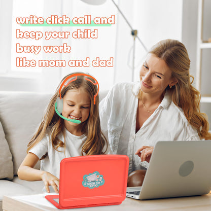 Pretend Play Home Office Set for Kids Ages 3-7, Includes Toy Kids Laptop,Cell Phone,Hamburg Harmonica,Headset & Toddlers Beverage Cup-Pretend Work Simulation Play