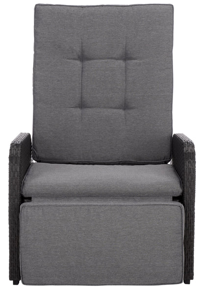 SAFAVIEH Outdoor Patio Furniture Collection – Millman Black & Grey Weather-Resistant Recliner Chair, Adjustable Backrest & Cushioned Seat (PAT6906A)