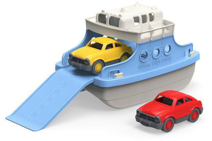 Green Toys Ferry Boat with Mini Cars Bathtub Toy, Blue/White, Standard
