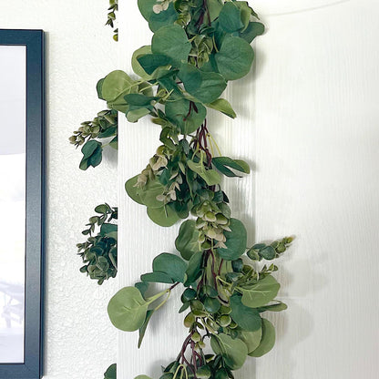 5.9ft Eucalyptus Garland with Seeded Leaves & Berries | Realistic Artificial Greenery Garland for Mantle, Wedding, Farmhouse, Christmas & Year-Round Décor | Faux Eucalyptus & Seeded Garland
