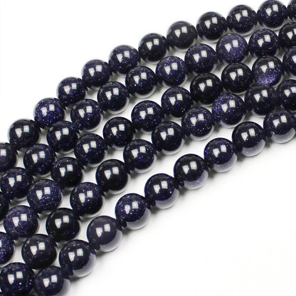 MJDCB Natural Stone Beads Blue Sand Stone Round Loose Beads for Jewelry Making DIY Bracelet Necklace (6mm)