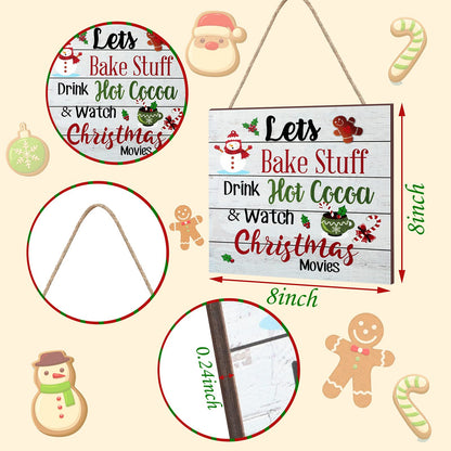 Blulu Christmas Hanging Wooden Sign Christmas Coffee Bar Decor Wood Candy Cane Hot Cocoa Sign Door Hanging Plaque for Xmas Winter Holiday Kitchen Home Wall Decoration(Classic)