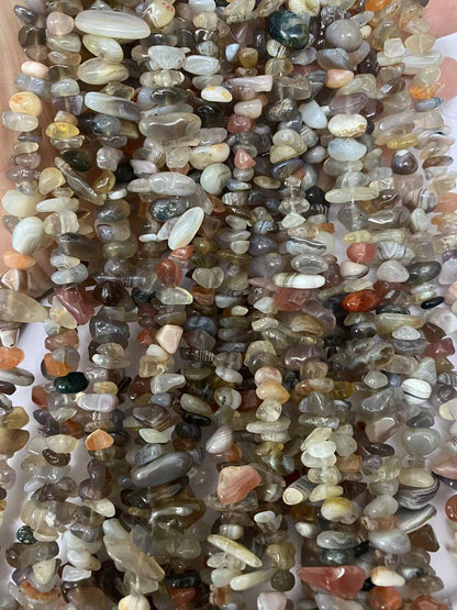 PLTbeads 7-8mm Natural Botswana Agate Gemstone Chips Beads Healing Crystals Waist Bracelets Necklace Kit Irregular Stone DIY Crafts Design Jewelry Making