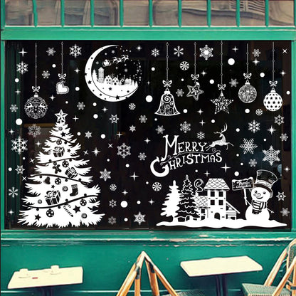 YLXLLSM Christmas Window Clings Decorations for Glass Window, 9 Sheets Winter Snowman Tree Snowflake Christmas Stickers Decoration, Double Sided Removable Xmas Decal for Home Party School Office Decor