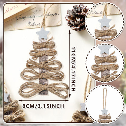 Soulchen 12 Pieces Twine Christmas Tree Ornaments Funny Farmhouse Christmas Tree Ornaments Rustic Xmas Decorations Natural Jute Hanging Decors for Xmas Party DIY Crafts Home Decor