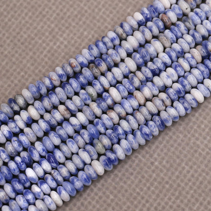 BONNY BOXX 1 Strand (150PCs) Natural 2 * 4mm Blue Dot Rondelle Beads, Natural Abacus Disk Stone Beads Loose Spacer Gemstone for DIY Bracelet Necklace Jewelry Making