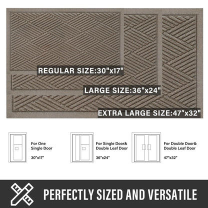 HIYARD Sturdy Front Door Mat, Absorbent Muddy Dirt Resist Welcome Door Mats Outdoor Indoor, Stain and Fade Resistant, Non-Slip Rubber Backing Low Profile Doormat for Entryway, 30×17, Beige