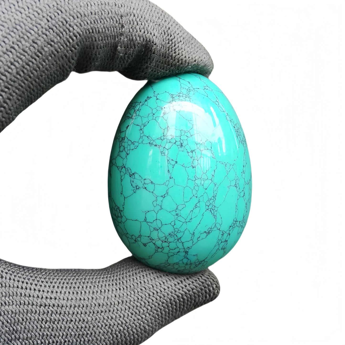 Sunshcat Synthetic Green Howlite Turquoise Egg Shaped Meditation Chakra and Home Decor Balance Crystals and Healing Stones Statue Set,35 * 50mm Easter and Thanksgiving Gift,with Wooden Bracket