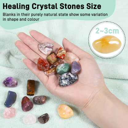 Zourglow 18 Pcs Healing Crystals and Stones Set, Natural Polished Gemstones, 0.8-1.2 Inch Tumbled Crystals, Lucky Pocket Stone for Reiki, Chakra Balancing, Meditation, Stress Relief