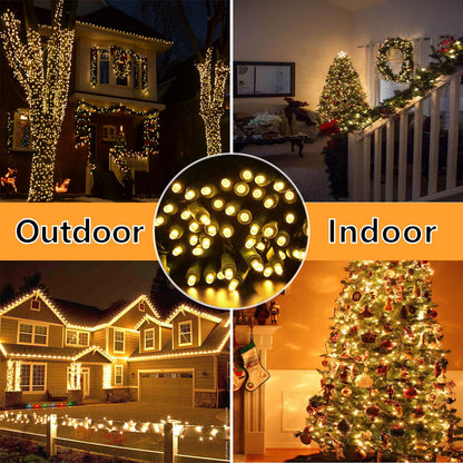 Wominoy 25ft 50 Counts Warm White LED Christmas Lights - Commercial Grade Outdoor Waterproof, Green Wire, Xmas Tree Lights, IP:65, UL