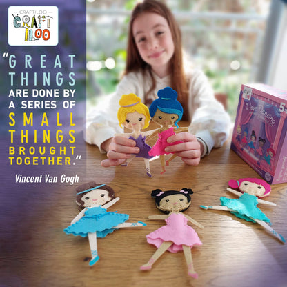 CRAFTILOO Ballerina Dancers Sewing Kit for Kids, Fun and Educational Craft Set for Boys and Girls Age 5-12, Sew Your Own Felt Ballerina Craft Kit for Beginners