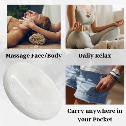 Amazing Gemstone Snow Quartz Worry Stone Crystals and Healing Stones - Worry Stones for Stress Relief Gifts - Piedra Crystal Fidget for Meditation - Unique Stocking Stuffers and Birthday Gifts