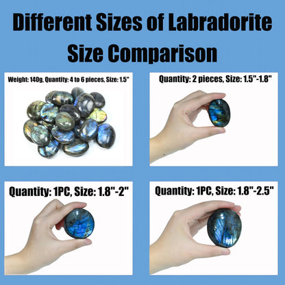 4-6PCS Gemstone Labradorite Crystals, Irregular Shaped Labradorite Healing Stones, Natural Hand Carved Palm Stone Worry Stone Crystals for Meditation, Home Decor-140g