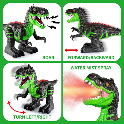 Remote Control Dinosaur Toy for Boys Kids 3-5 5-7 Years, RC Walking T-Rex Dino Robot Toy with Water Mist Spray, Lights and Sounds, Rechargeable Battery, 3 4 5 6 7 8 Years Old Boy Girl Birthday Gift