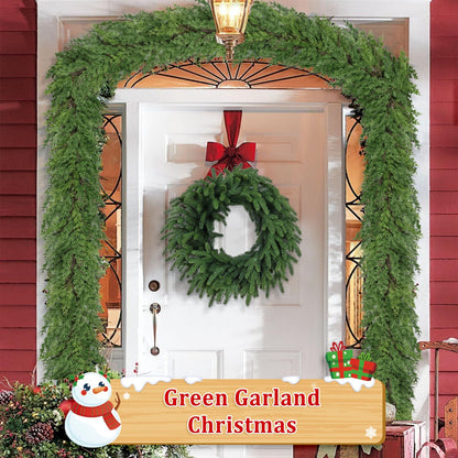 9Ft Christmas Garland for Staircase Railing Soft Bendable Real Touch Artificial Cedar Pine Green Xmas Mantle Garland for Fireplace Porch Table Home Room Yard Christmas Indoor Outdoor Decor(Cedar Pine)