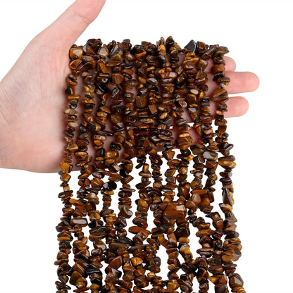 ZHIYUXI 400pcs Tiger Eye Beads Crystal 5-8mm Beads Gemstones for Bracelet Making Irregular Tiger Eye Stone Bead for Jewelry Making Craft 2 Strands