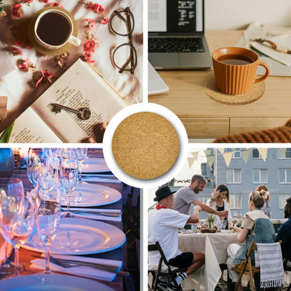 3 Pack Cork Coaster for Drink, 4 Inch Absorbent Heat Resistant Round Coasters Set for Cups Glasses