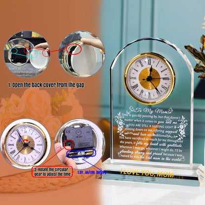 Ornalrist Gifts for Mom Crystal Clock Form Son Daughter on Mother's Day, Birthday - to My Mom Crystal Clock for Mother Desk Home Decor (8.8in, Gift Boxed)