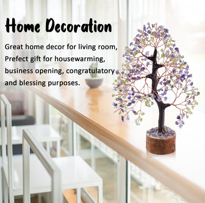 Crocon® Amethyst & Peridot Crystals Tree Home Decor, Birthday Gifts for Women, Sister Gemstone Gift for Her Money Tree Crystals and Healing Stones House Warming Gift, Spiritual Decor Present