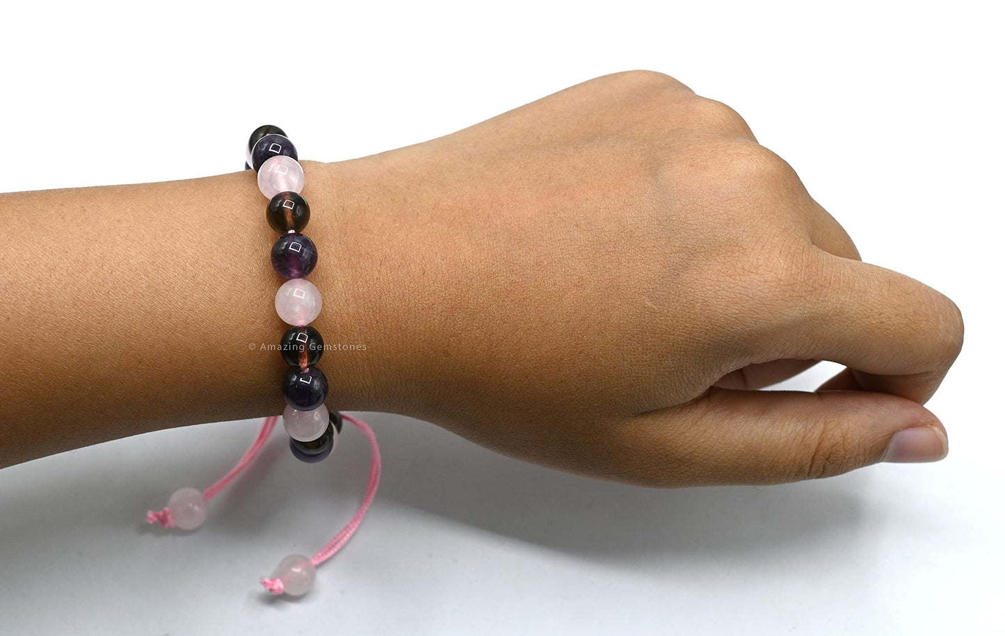 Amazing Gemstone Bracelet for Sleep Manifestation - Rose Quartz Smoky Quartz Amethyst Bracelet Set - Healing Calming Anxiety Stress Relief Gifts Pulseras Para Hombres Mujer Stocking Stuffers