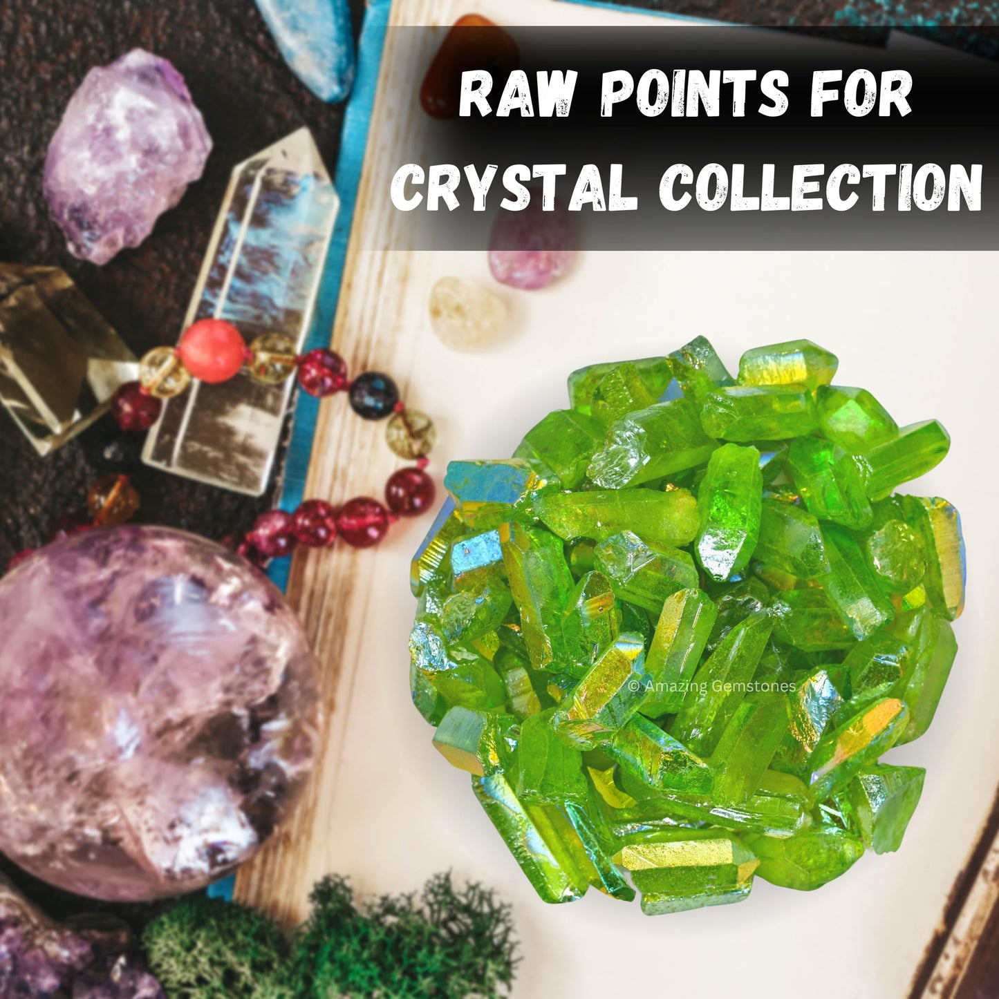 Amazing Gemstone Apple Aura Quartz Raw Pencil Points Crystals and Healing Stones, Natural Rocks for Meditation and DIY Raw Point Stones and Crystals (1 lb)