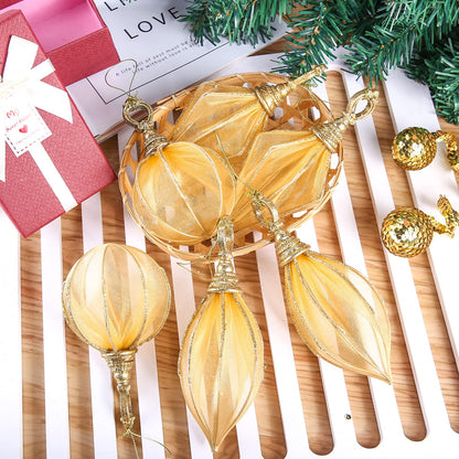 Christmas Ball Ornaments, 6pc Set Gold Rugby,Round Ball, Diamond Pendant Christmas Decorations Hanging,Suitable for Gifting Xmas Tree Decorations Wedding Party Holiday