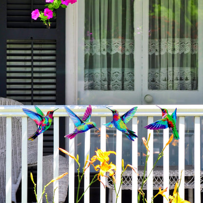 4 Pcs Metal Wall Art, Wall Decor for Bedroom, Rustic Hummingbirds Hanging Decorations for Garden Living Room Balcony Patio Fence Indoor Outdoor, 8.66L x 8.26W