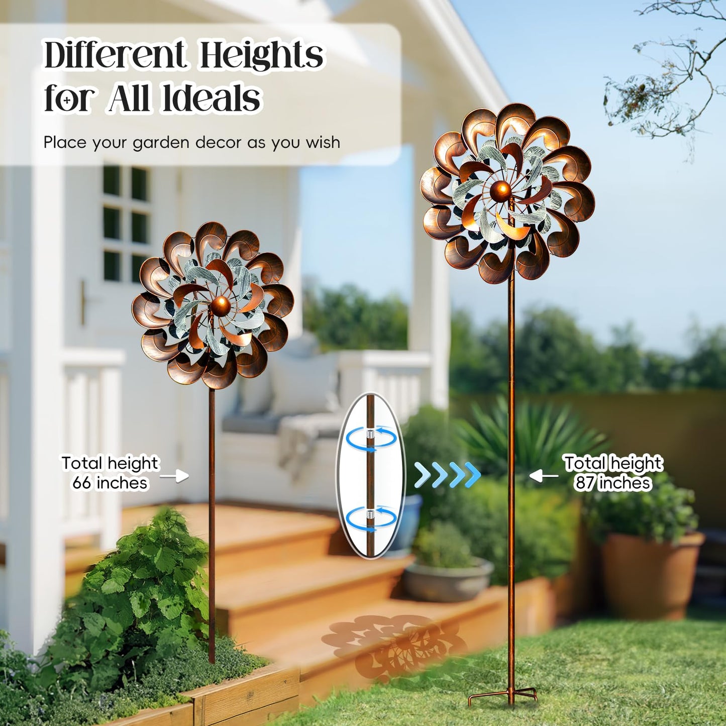 Pure Echo Metal Wind Spinner Outdoor, Wind Spinners for Yard and Garden, 84 inch Wind Sculptures & Spinners, Windmill for Yard Art
