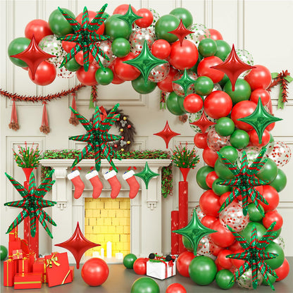 17PCS Christmas Foil Balloon Set, Including Popping Stars and Four Pointed Stars Balloons, Suitable for Christmas Party Decorations, Holiday Home and Event Supplies