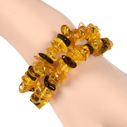 Justinstones 12mm Chips Amber & Cherry Amber Beads Bracelet Crystal Healing Stretchable Bracelet for Adults (Women/Men)