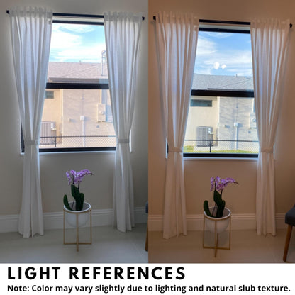 Ramanta Home 100% Cotton Light Filtering Curtains 50x72 Inch - Set of 2, White Curtain for Living Room, Bedroom, Farmhouse Cotton Textured Slub Fabric Semi Sheer Back Tab Window Linen Panels - White