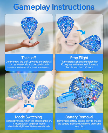 【Upgraded 3 Batteries】Flying Orb Ball Light-Up Hover Toys | Motion-Contro l Spinner with 3D Flips | Unplugged Family Fun|Play Indoors&Out | Christmas Stocking Stuffer Gift for Kids 5-7 8-13+ Year Old