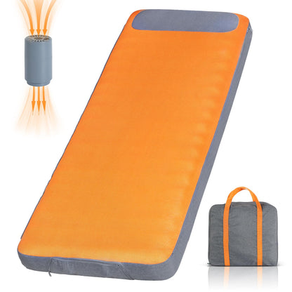 Sleeping Pad, 5.5" Thick Self Inflating Sleeping Pad with Electric Pump,4 Season Camping Mattress Pad with Built-in Pillow, Camping Essentials Gear for Hiking, Backpacking,Tent Use,Camping(Orange)