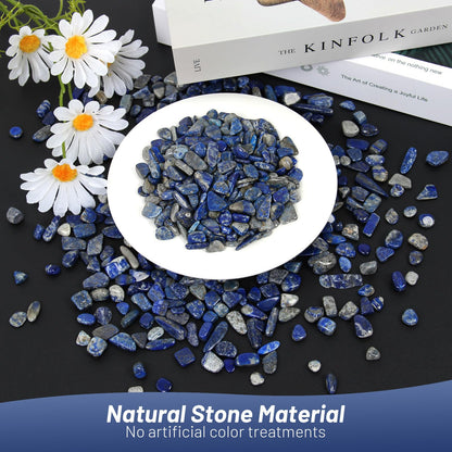 1.1lb Natural Crushed Lapis Lazuli Crystal Tumbled Chips-Lapis Lazuli Healing Crystals Chips Bulk, Crushed Crystal Gemstones for Crafts, Beautiful Package for Gift
