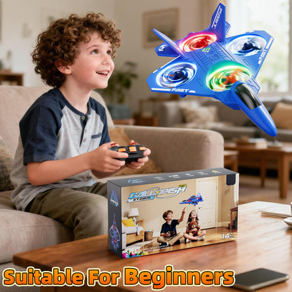 Remote Control Airplane Drone for Kids Ages 4-6-8-10-12, RC Plane Jet Drone with One Key Take Off-Landing, Headless Mode, 360° Flip for Kids Boys Beginners, Outdoor Flying Toys Birthday Gifts for Boys