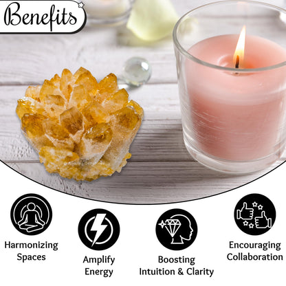 Amazing Gemstone Large Citrine Crystal Cluster Points for Meditation, Home Decor and Gift - Natural Quartz Crystals and Healing Stones for Enhance Energy with Large Crystals Points