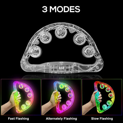 Light Up Tambourines for Adults, Sensory Toys for Kids with Autism，Musical gifts and Karaoke toys for special needs kids, Fun Neon Glow for Birthdays & Concerts (1 PCS)