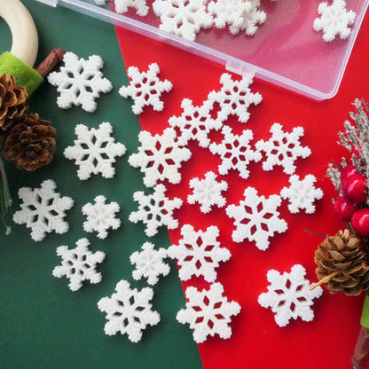 HADDIY Small Snowflakes for Craft,60 Pcs White Glitter Plastic Mini Snowflake for Christmas Embellishments and Winter Party DIY Craft Decoration-3 Different Size